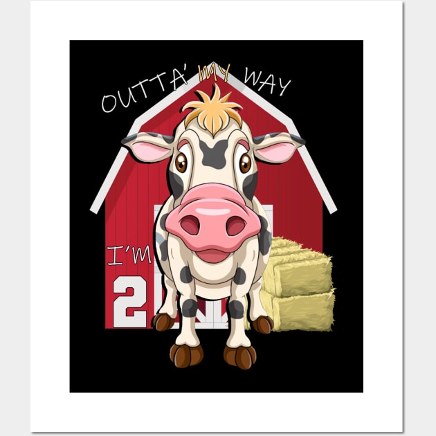 Birthday 2 Year Old Cards & Gifts I'm Two Farm Theme Cow Wall Art by tamdevo1